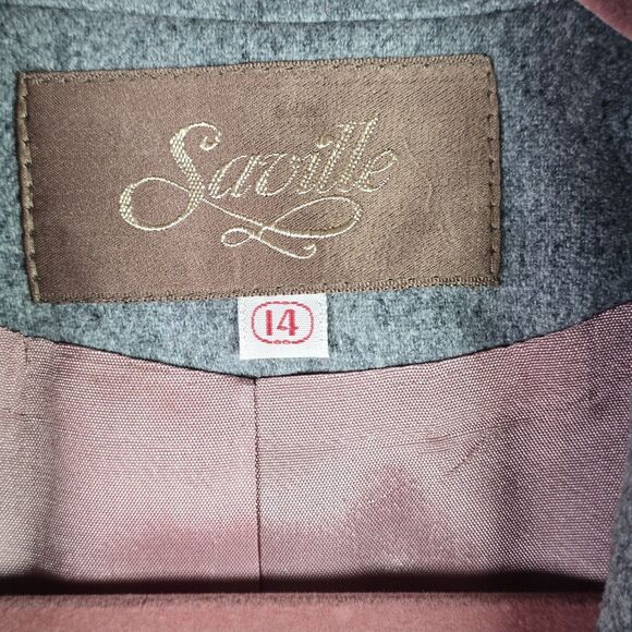 Saville Wool Blend Blazer Gray Classic Career Lined Size 14 Fall Winter Vintage - Picture 3 of 13